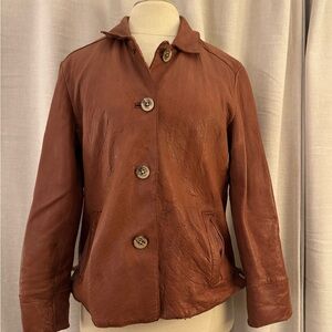 Vintage JJill Brown genuine Leather Jacket Size MP